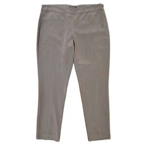 EUC Eileen Fisher Dress Pants Sz 10 Silk Blend Taupe Glossy Sheen Satin Career